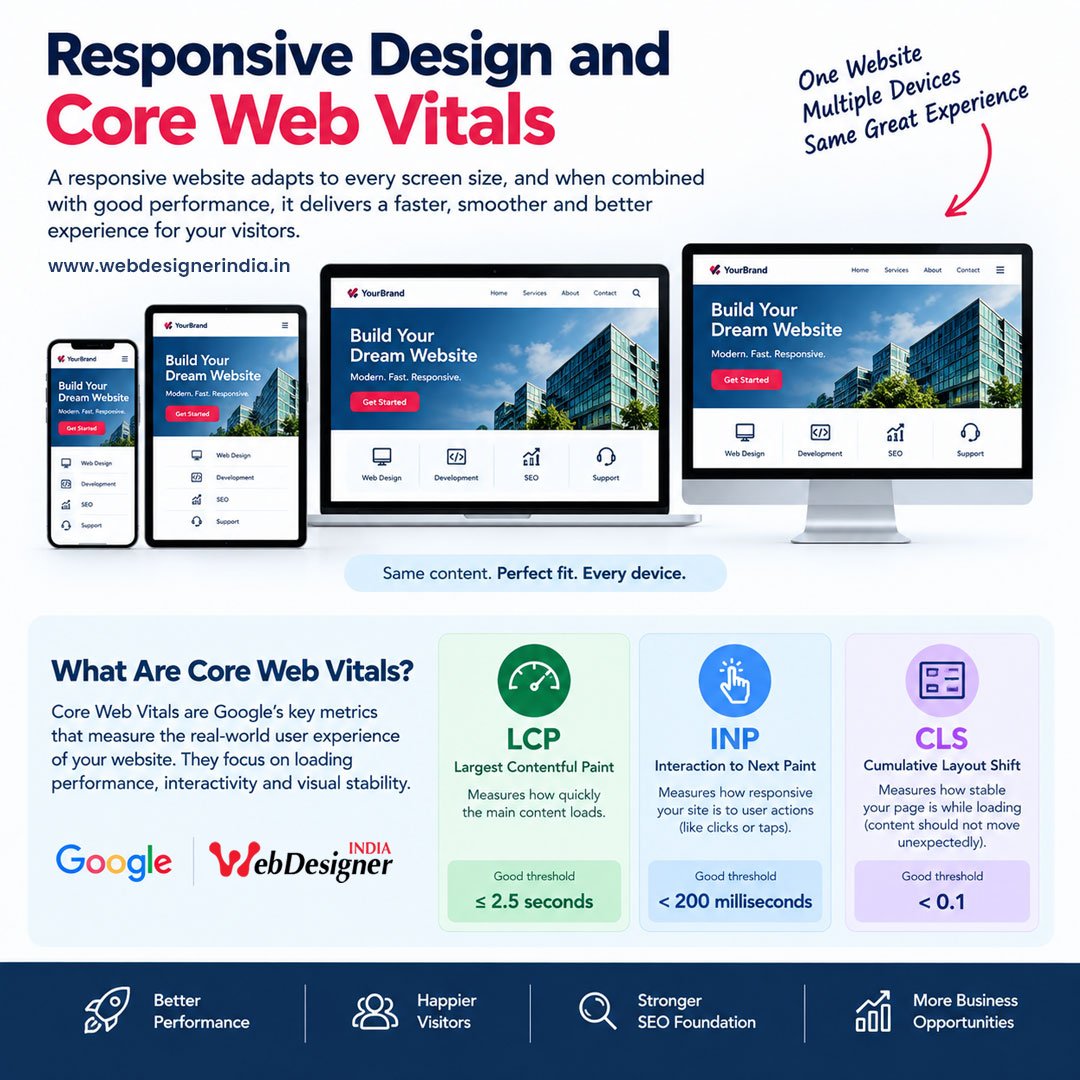 Responsive web design and Core Web Vitals for mobile, tablet and desktop websites