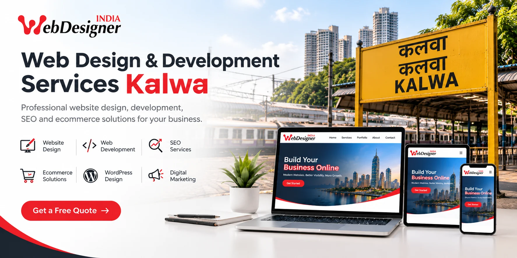 Web design and development services in Kalwa by WebDesigner India, including SEO, ecommerce and WordPress website design.