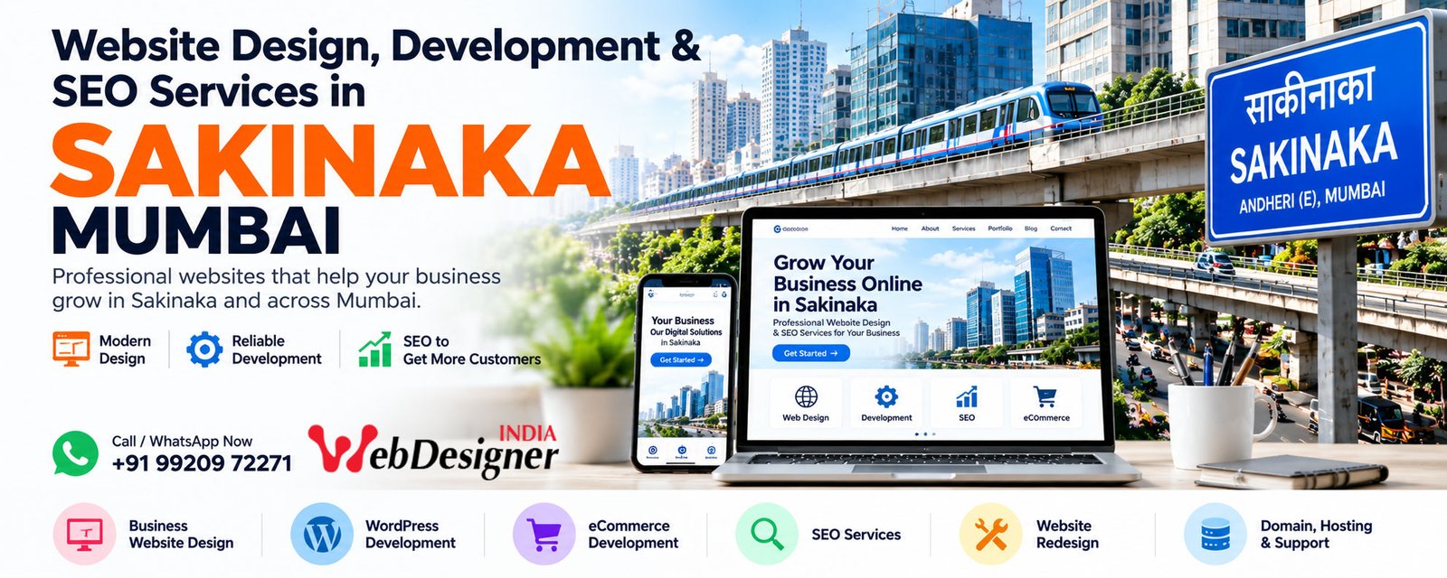 Website design, development and SEO services in Sakinaka, Mumbai by Web Designer India.
