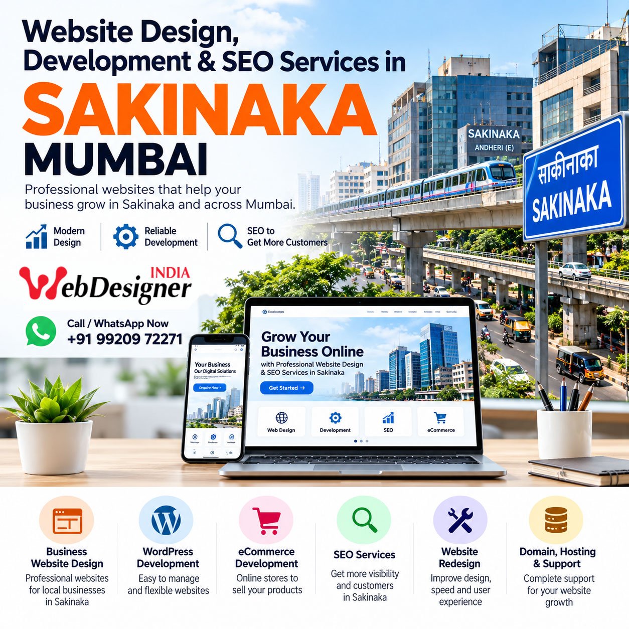 Website design, website development, WordPress and SEO services for businesses in Sakinaka, Mumbai, by Web Designer India.