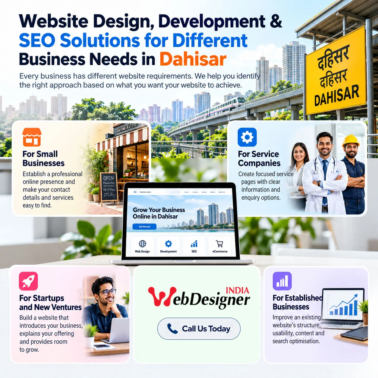 Website design, development and SEO solutions for small businesses, startups, service companies and eCommerce businesses in Dahisar, Mumbai.